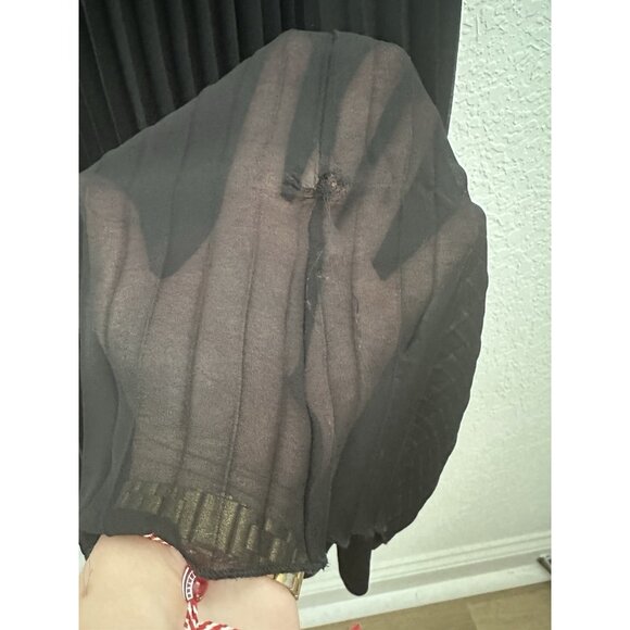 Sam Edelman Womens Midi Dress 4 Black Chiffon Pleated Going Out Goth Witchy READ - Picture 16 of 16
